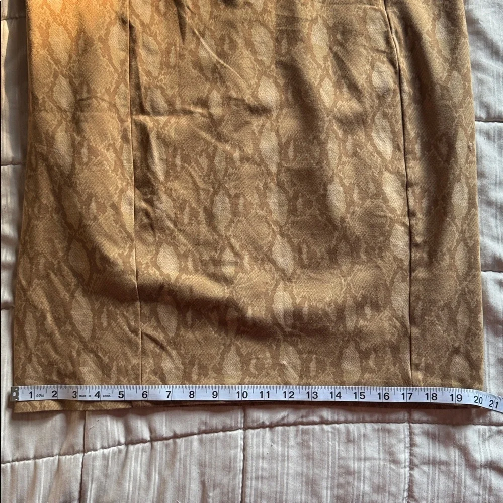 Lauren Ralph Lauren Sz LARGE Tan Snakeskin Print Ponte Shift Stretch Dress - Picture 8 of 10
